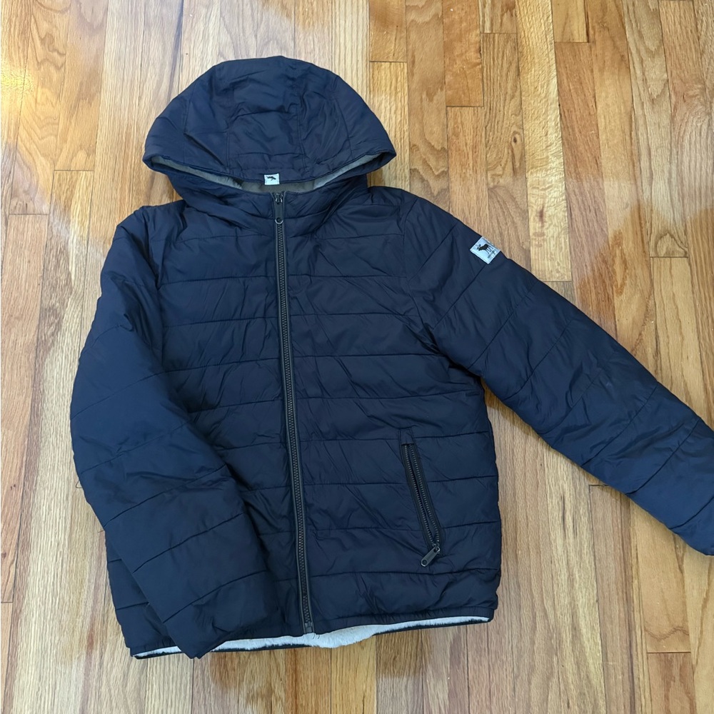 Abercrombie Kids Navy Puffer Jacket with Cream Lining